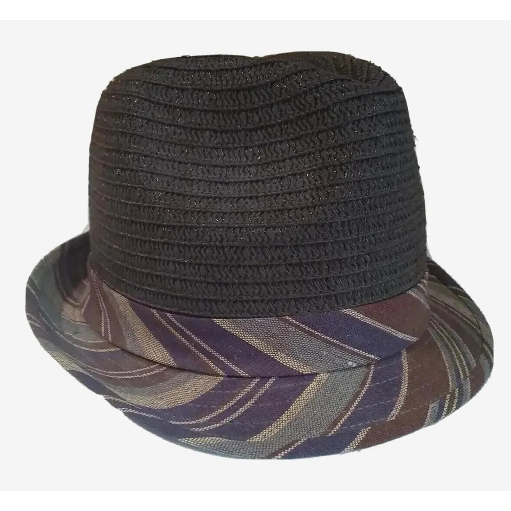 Fedora Hat Olsenboye Dark Brown With Striped Brim and Band One Size